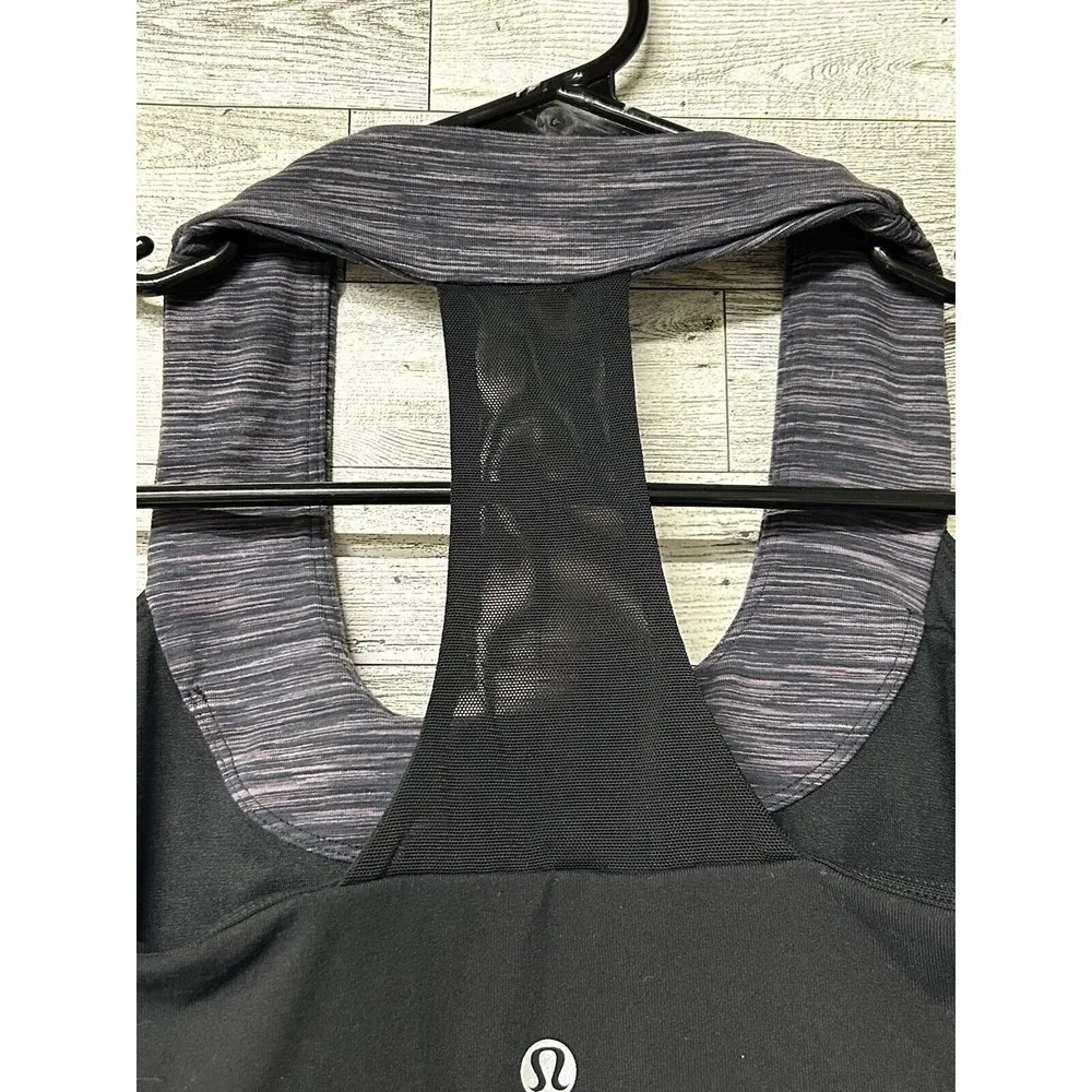 Lululemon Scoop Me Up Built In Bra Racerback Tank - Black&Purple / Size 4 - Image 3