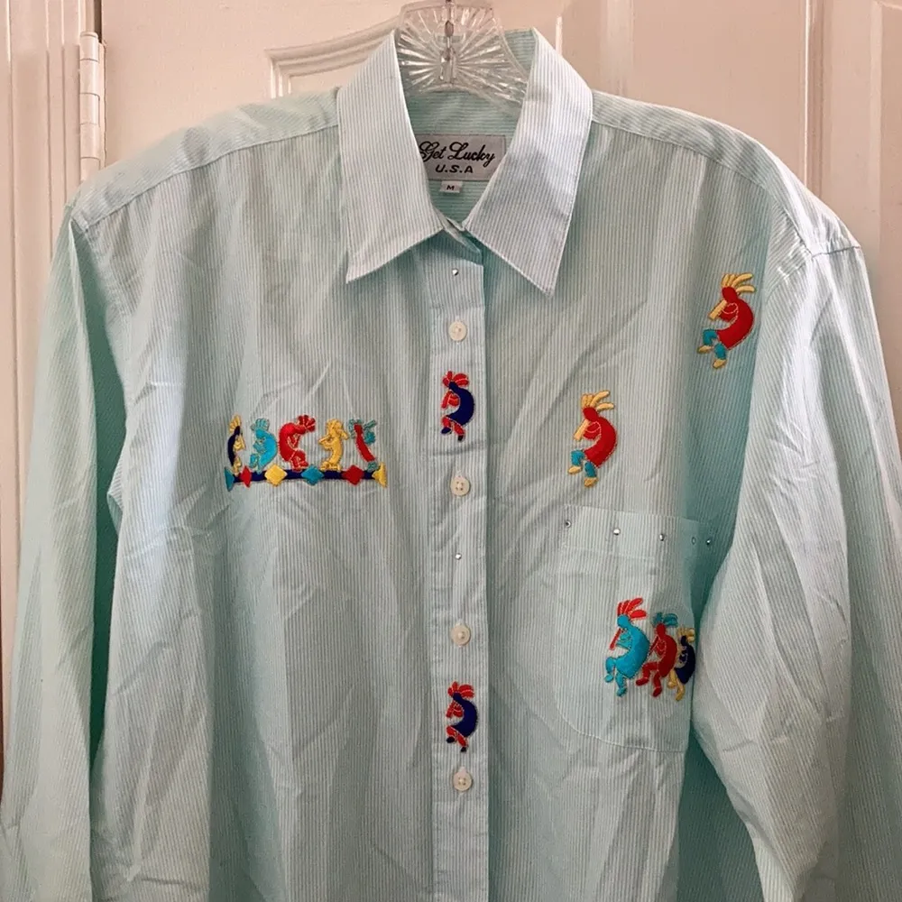 FINAL MARKDOWN Get lucky kokopelli blouse medium - Image 2