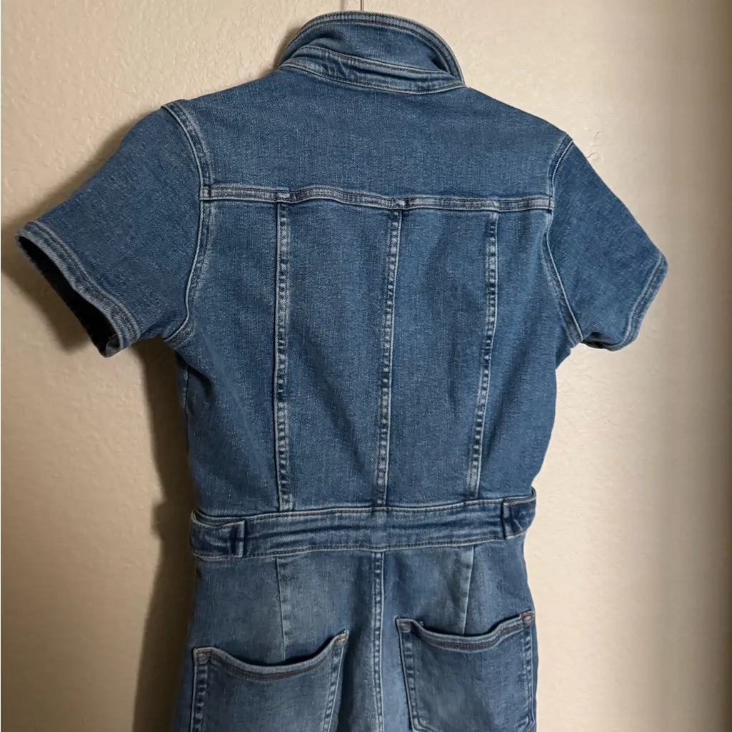 Good American fit for success denim zip up jumpsuit sz medium‎ indigo - Image 7