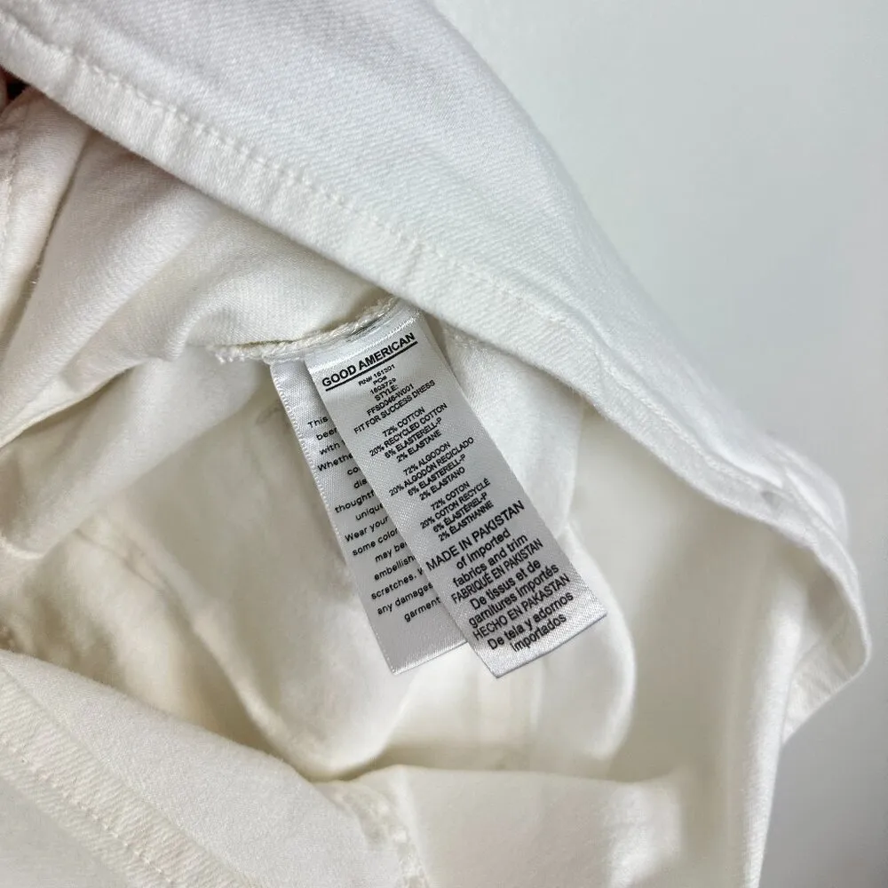 GOOD AMERICAN Fit for Success Denim Utility Dress Denim in Wash White Size Small - Image 7