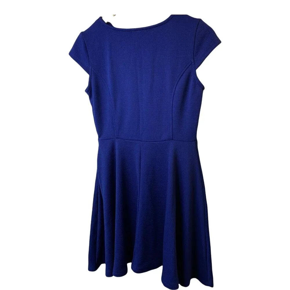 Bar III Royal Blue Scallop Trim Fit & Flare Dress Women's Medium - Image 2