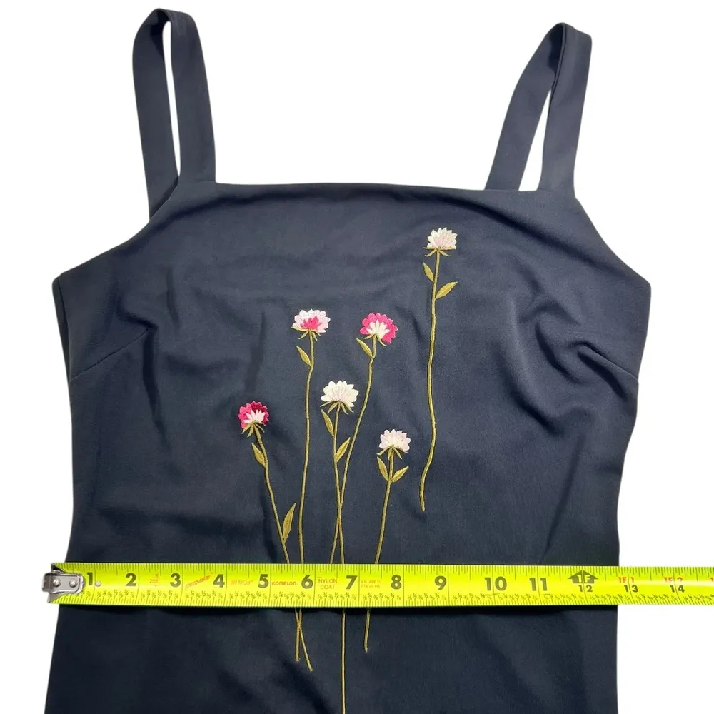 Vintage City Triangles Boardwalk Black w/Floral Embroidery Maxi/Gown Dress - Image 8