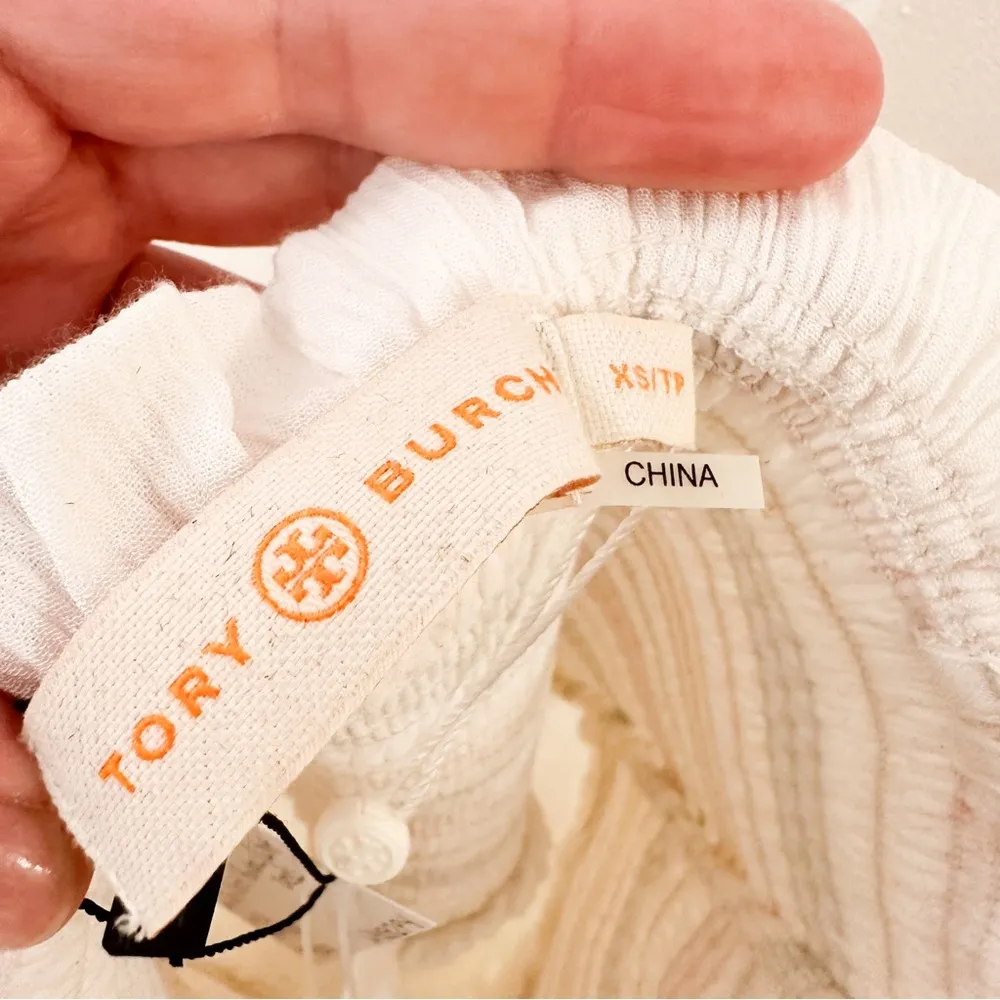 NWT Tory Burch Smocked Rainbow White Maxi Dress sz XS - Image 14