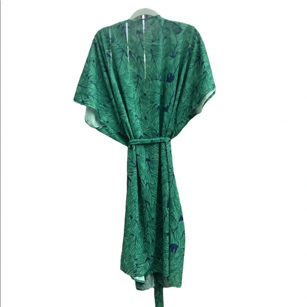 NWOT TROPICAL BEACH COVER UP Green - Image 2