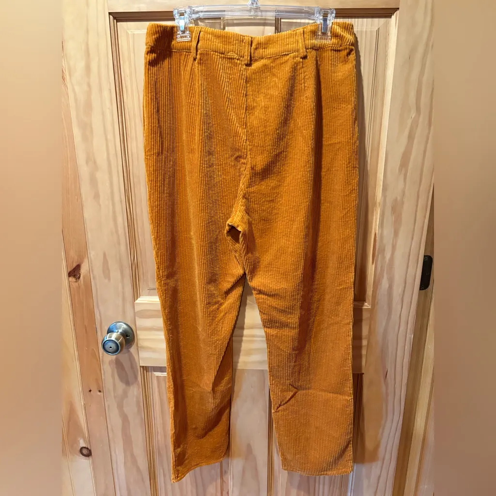 Blue Blush Exposed Zipper Corduroy Pants burnt orange women’s L NWT - Image 2