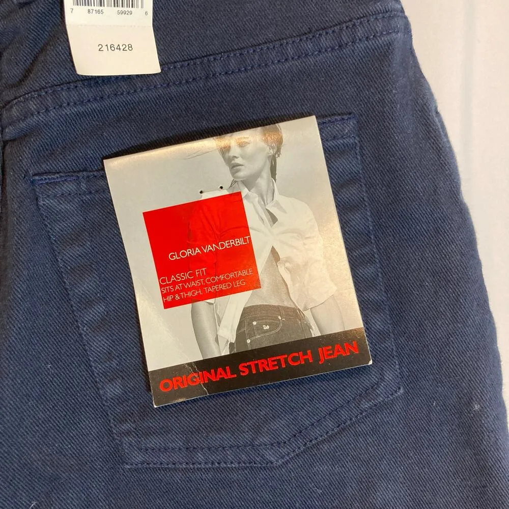 NWT Gloria Vanderbilt Classic Fit Tapered Leg Stretch Short Navy Denim Jeans - Image 10