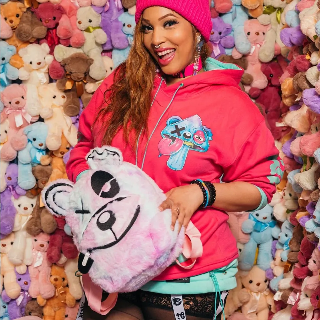 Furry Pink Bear Backpack - Image 6