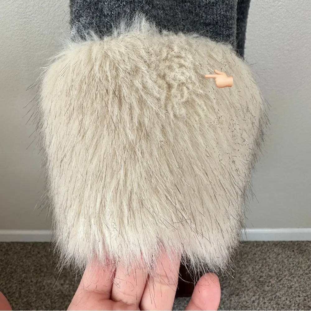 Patrizia Luca Milano Wool Blend Gray Hooded Faux Fur Cuffs Cardigan, Size XL - Image 12