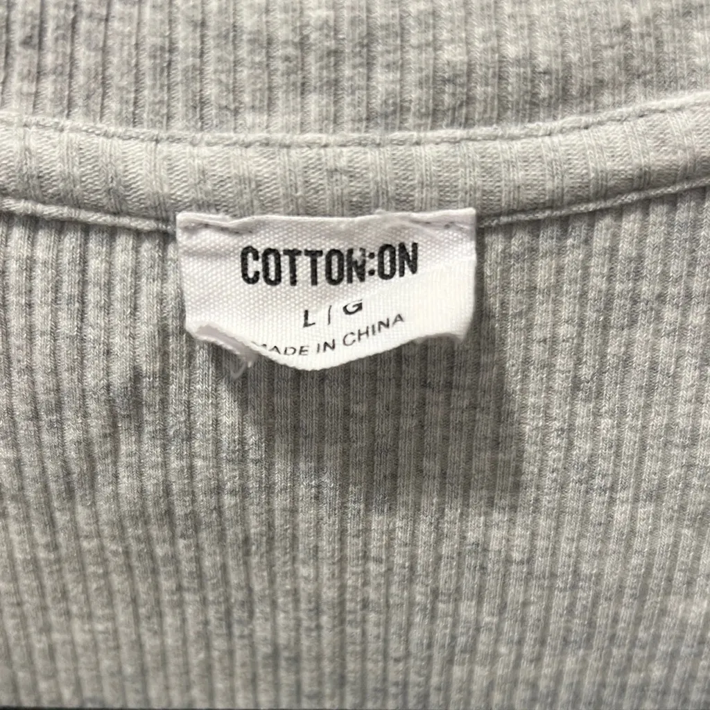 Cotton On Light Gray Ribbed Crop Top - Image 2