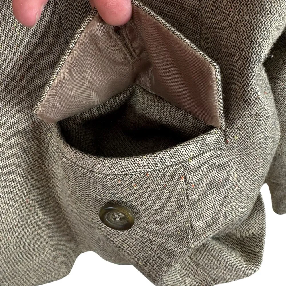 Norton McNaughton Tan Single Breasted Lined Wool Cotton Button Up Blazer Size 10 - Image 5