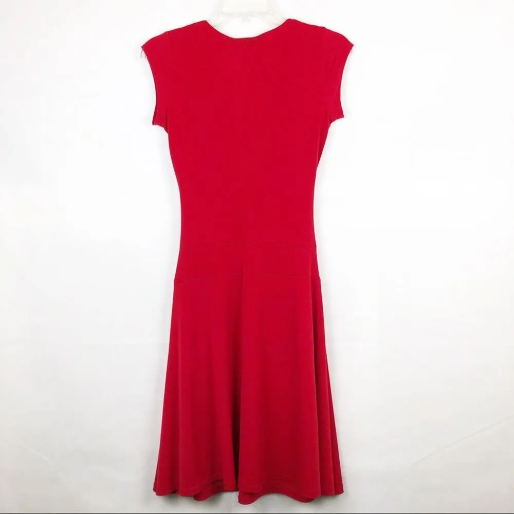 Vintage Mariposa Dress Womens S Y2K Midi Stretch Party Cocktail Wedding Guest Red - Image 2