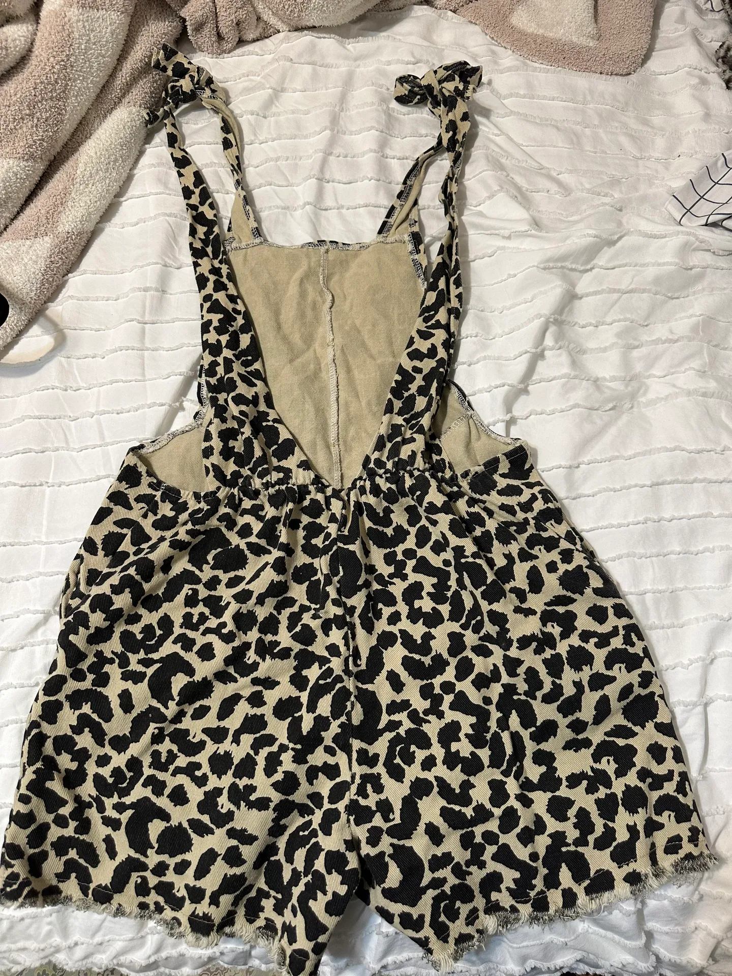 Leopard Bib Strap Leopard Print Overall Shorts Multi Size M - Image 6