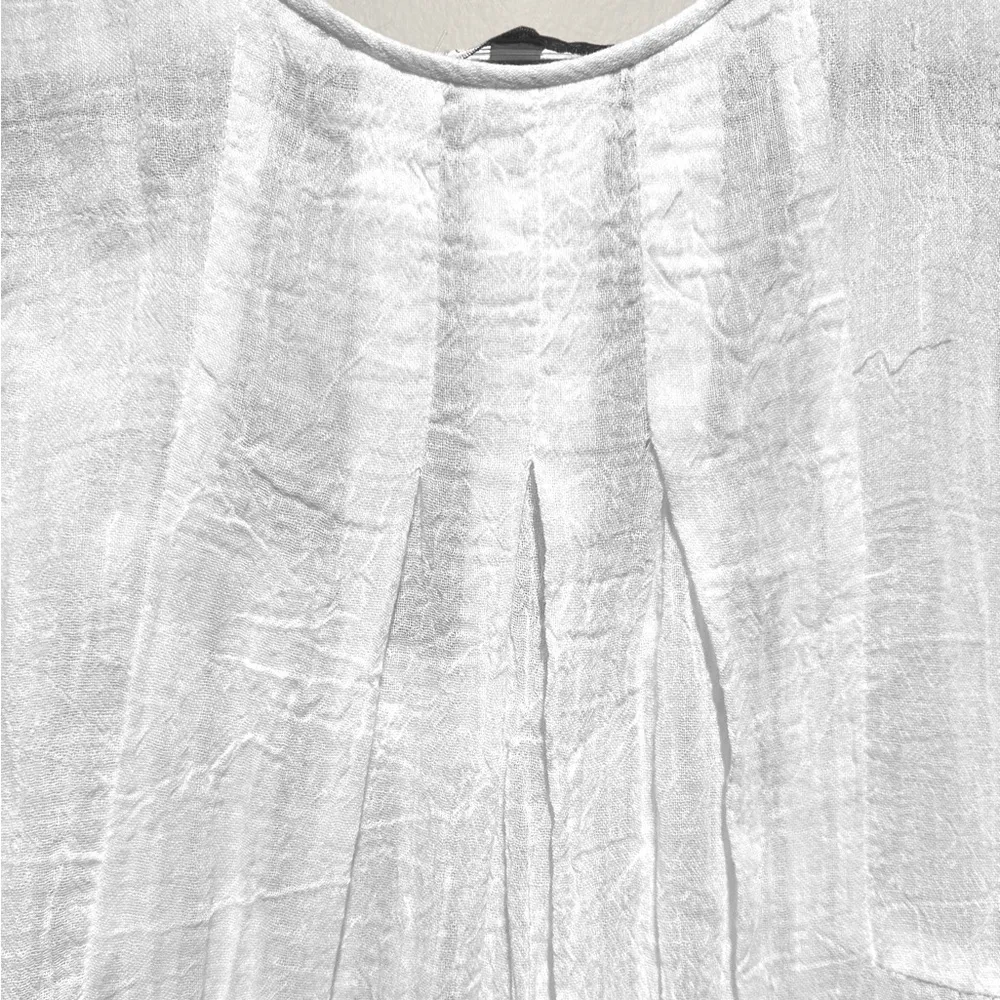 REBECCA TAYLOR WHITE GAUZY COTTON TIERED RUFFLE COVERUP SLEEVELESS TANK DRESS 4 - Image 8