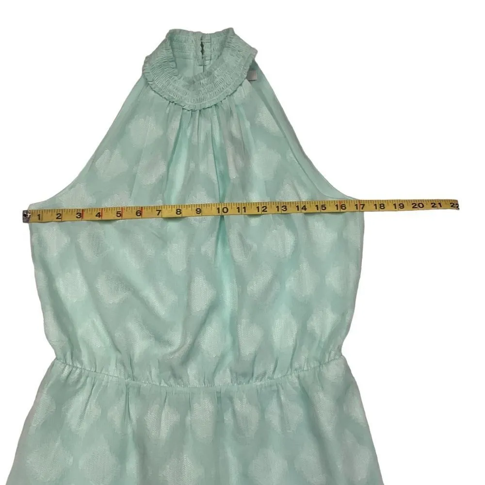 White House Black Market Mock Neck Halter A-Line Dress Size‎ 4 Green Polyester - Image 7