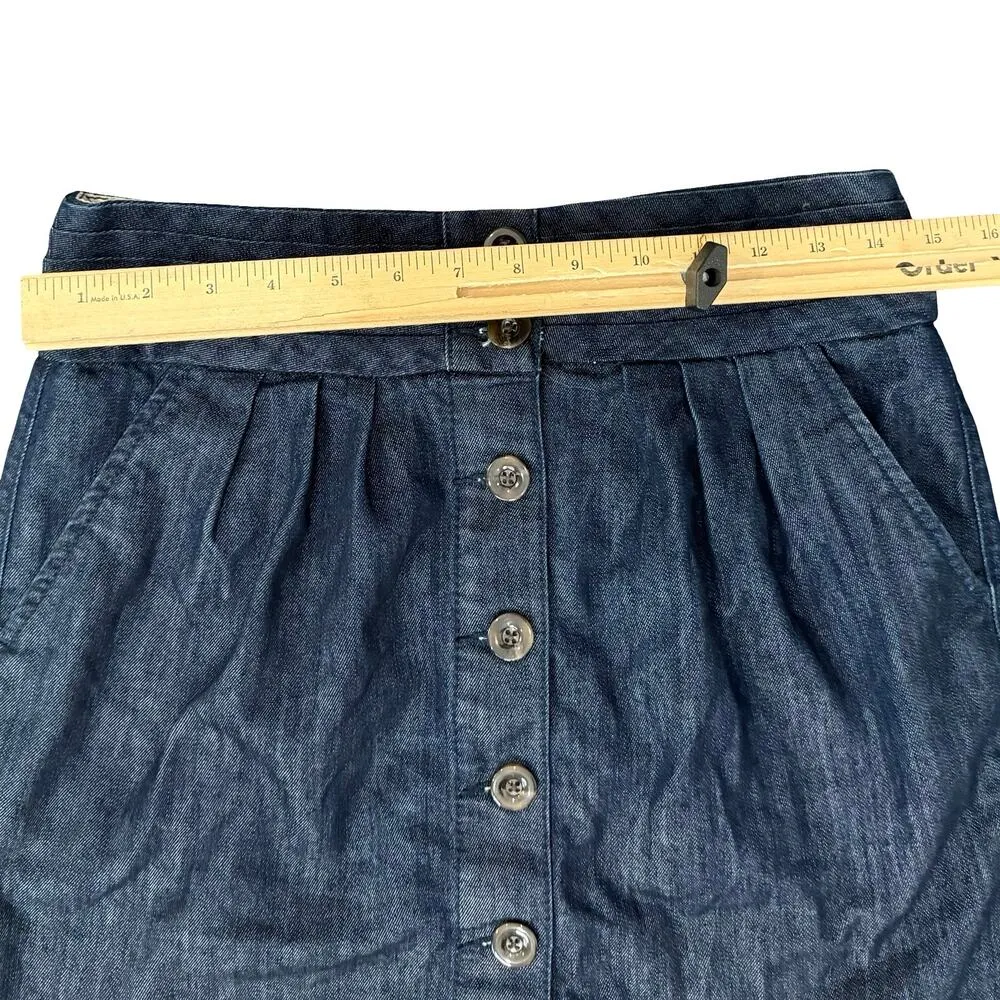 Pilcro and the Letterpress Blue Dark Wash Mini Button Front Jean Denim Skirt 6 - Image 4