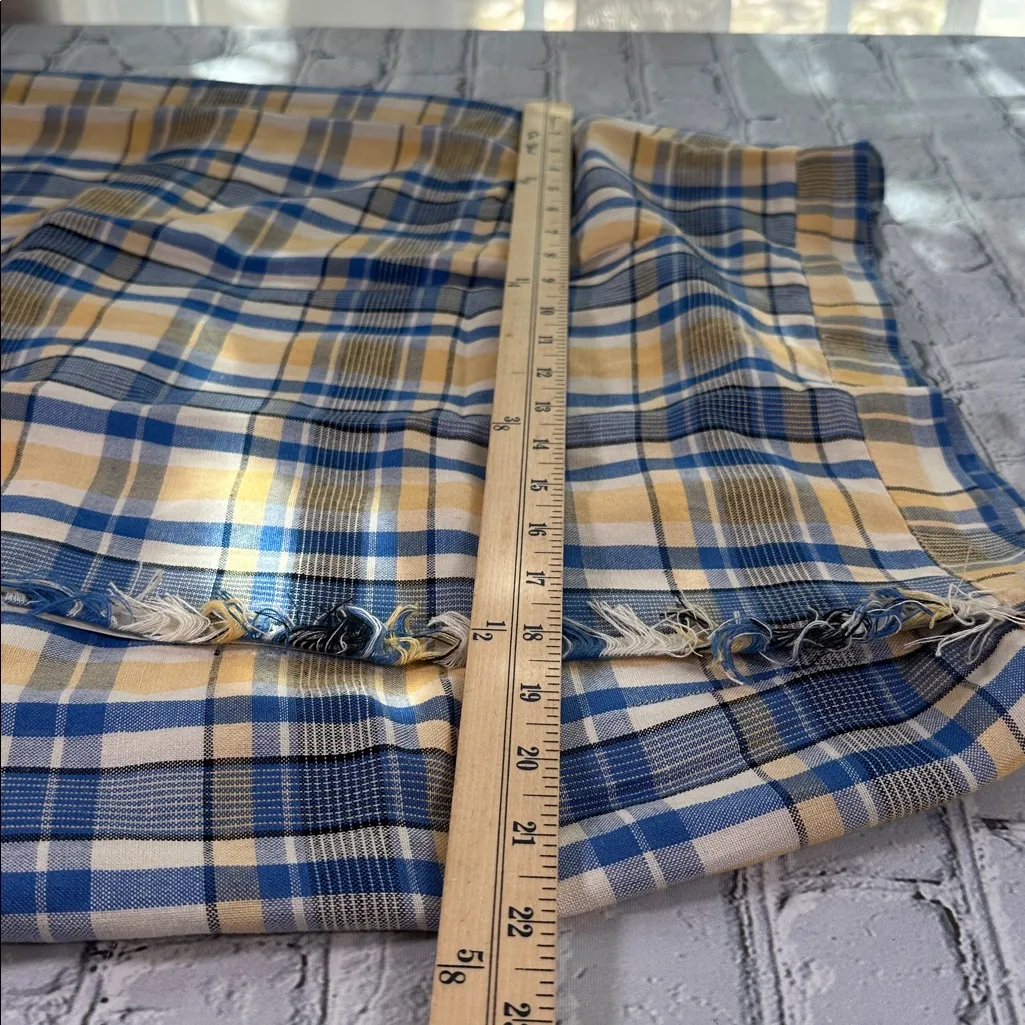 VTG Talbots Tartan Plaid Yellow Blue Fringe True Wrap Maxi Skirt Women's Size 16 - Image 12
