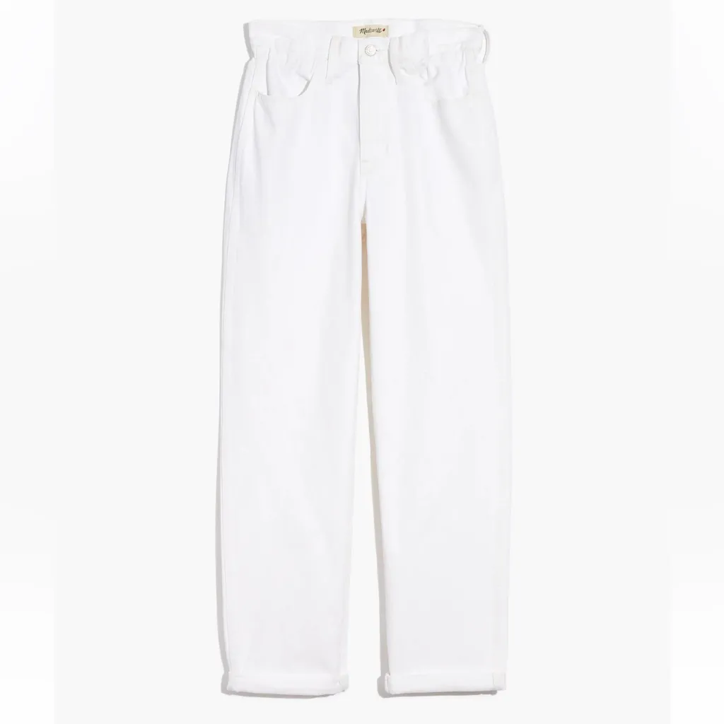 Madewell Convertible Paperbag High Waist Oversized Baggy Dad Jean in Tile White - Image 3