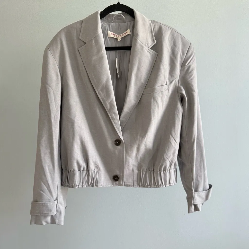 NWT FREE PEOPLE Agnes Solid Jacket, Heather Grey | Size Small - Image 3