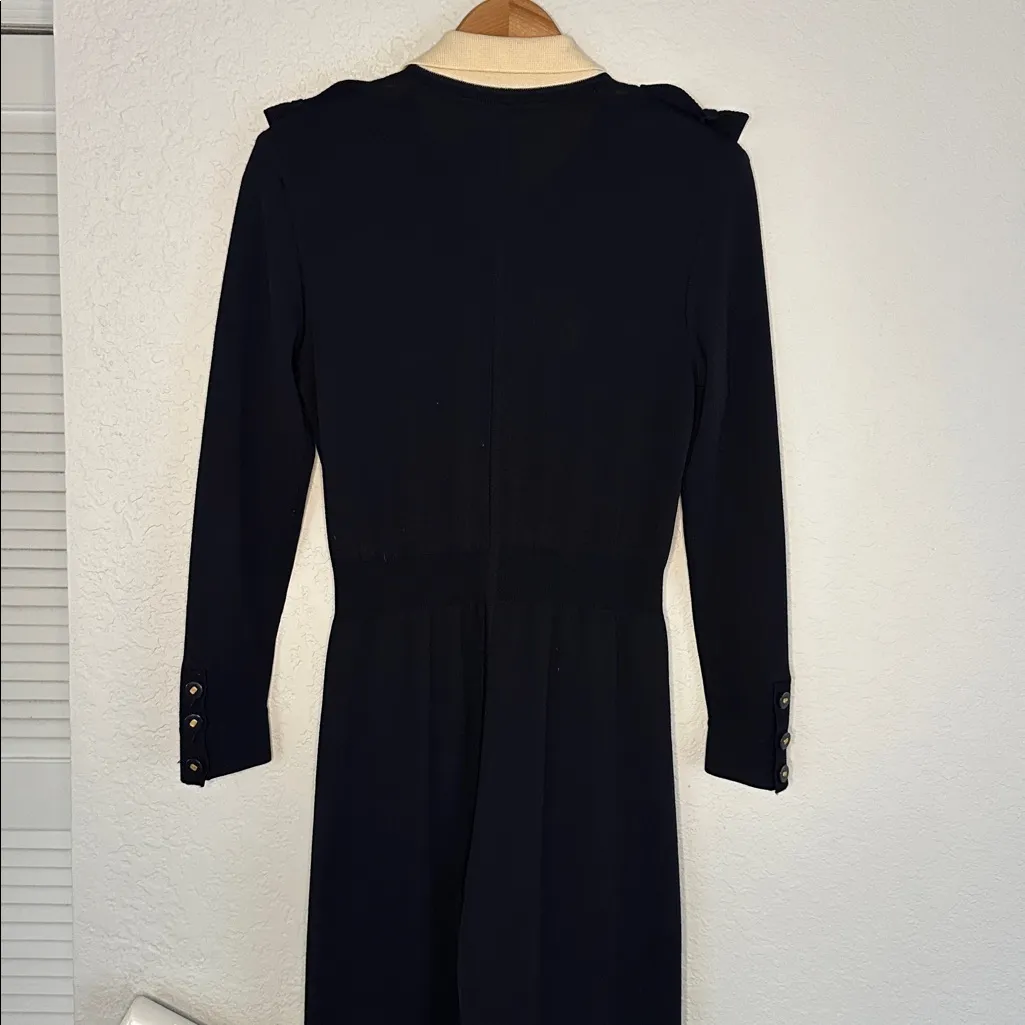 Vintage Rena Lange Navy Blue Jumpsuit Classic Logo Gold Buttons Zip Up Size 40 Size M - Image 10