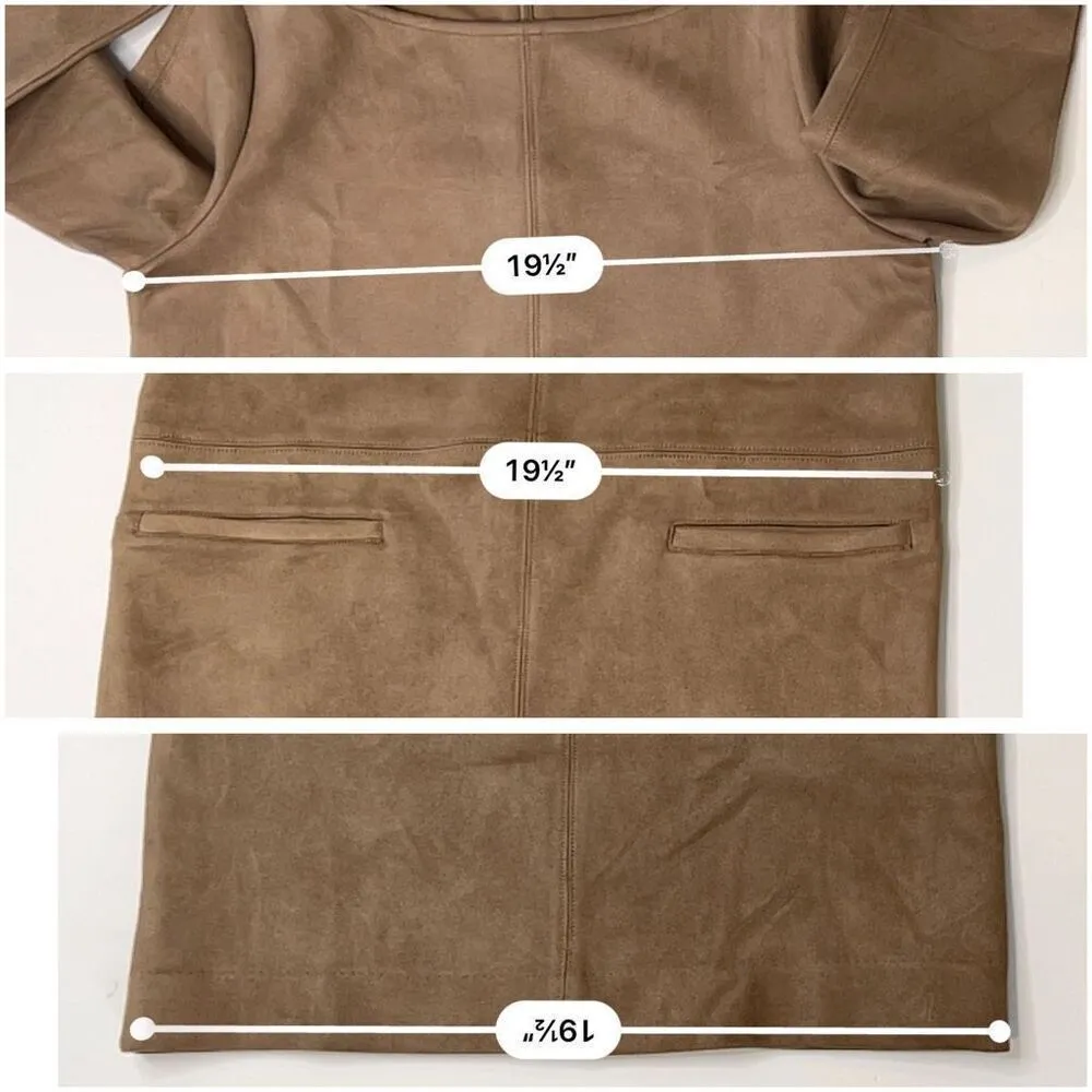 Ann Taylor Seamed Faux Suede Brown Shift Dress 8P Petite Drop‎ Waist Earth Tones - Image 6