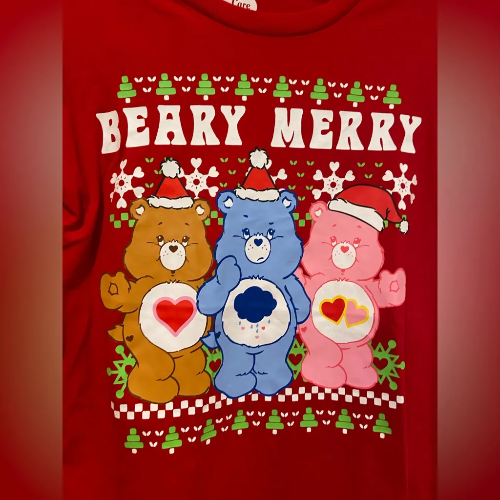NWOT Care Bears Size XS Red Beary Merry Christmas Graphic Tee Shirt - Image 3