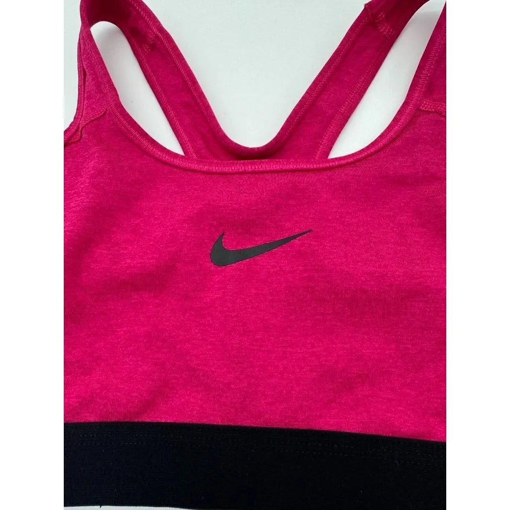 Nike Pro Racerback Sports Bra Bright Pink/Black Dri-Fit Wireless Womens Medium M - Image 4