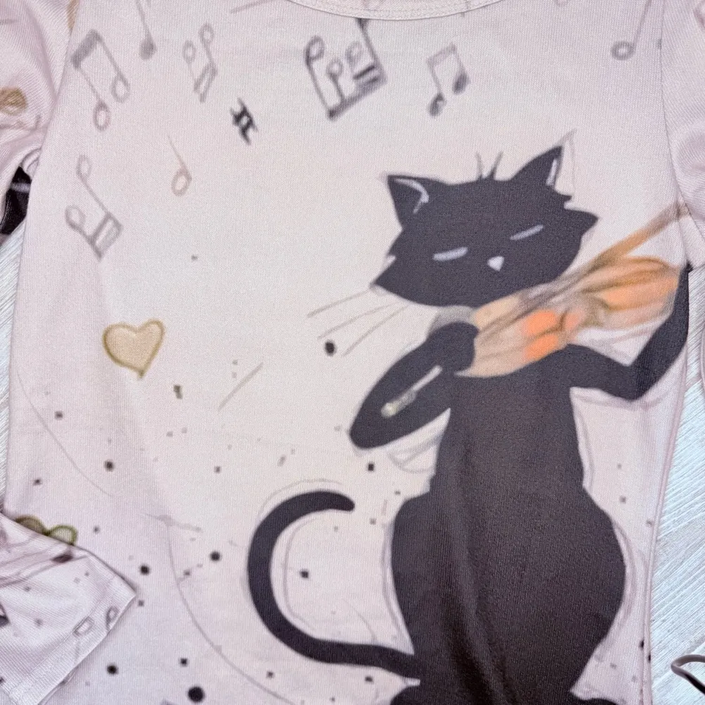 Vintage misslook maxi long sleeve four cool cats black cats playing music dress Size M - Image 4