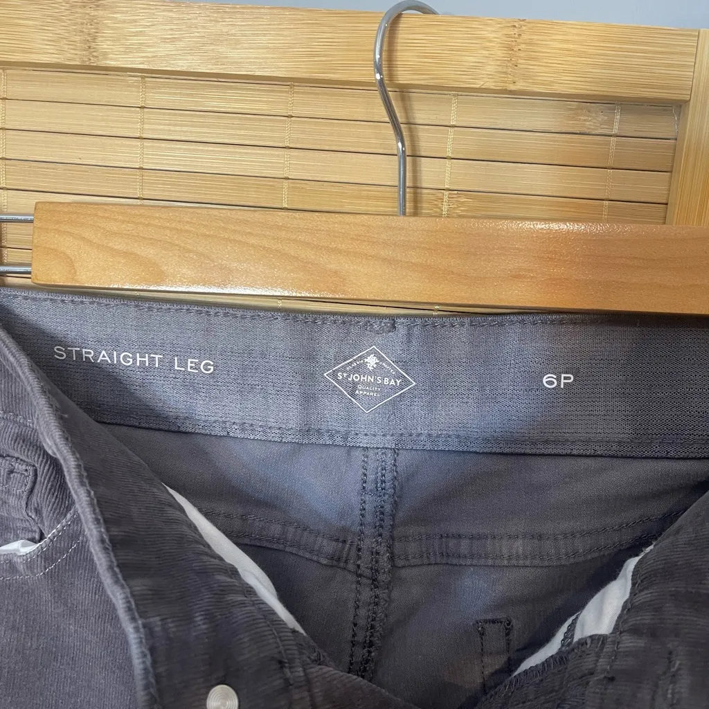 St. John’s Bay straight leg corduroy gray pants slacks womans size 6P Petite - Image 7