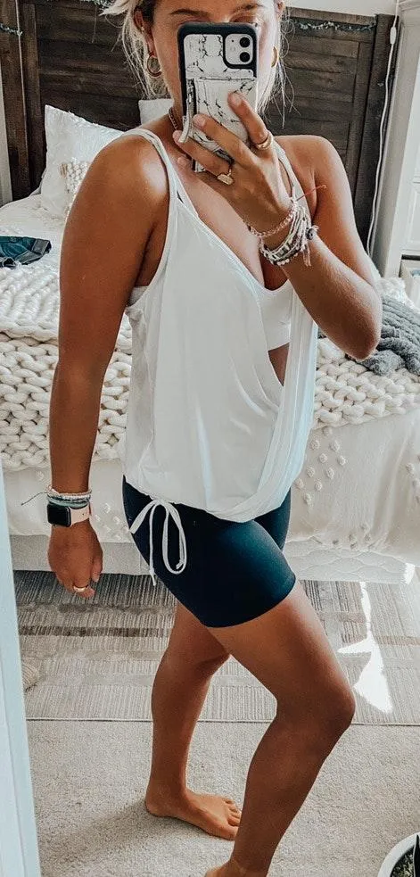 Fabletics White Cross Tank Top - Image 2