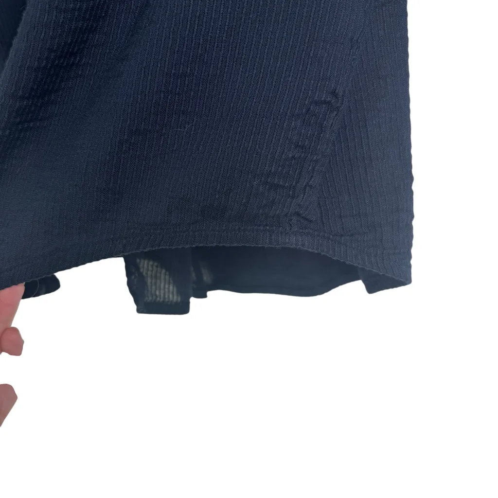 Quince Organic Textured Cotton Peasant Blouse Navy Blue 100% Cotton Swiss Dot S - Image 8