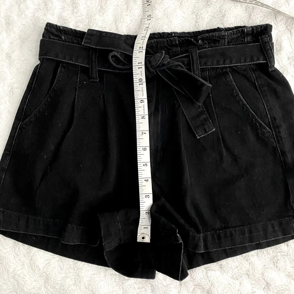 American Eagle Black Denim Paperbag High Rise 90s Summer Mom Shorts 8 - Image 9