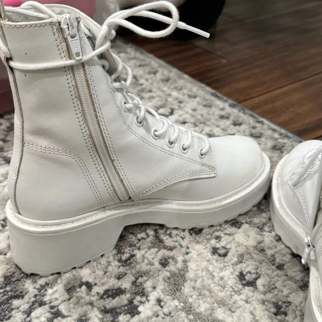 Steve Madden White ‘Tornado’ Lace-Up Combat Boots - Image 12