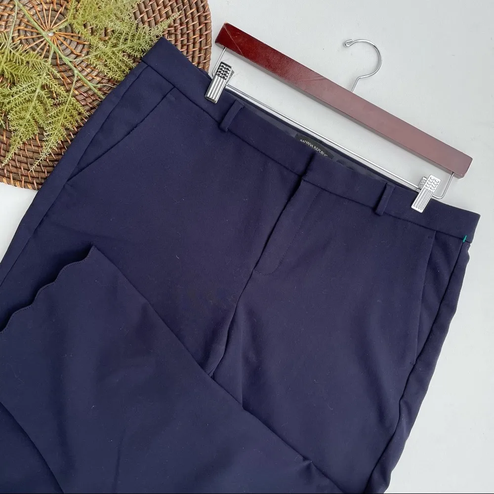 Banana Republic Womens Pants Slacks Navy Blue Avery Scallop Hem Ankle Size 14 - Image 2