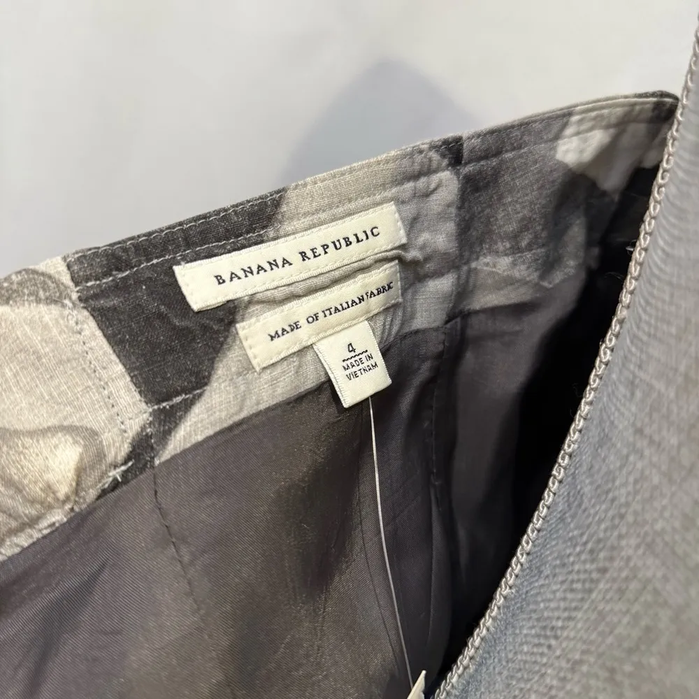 Banana Republic Gray Chevon Zigzag Linen Strapless Dress, Sz 4 - Image 11