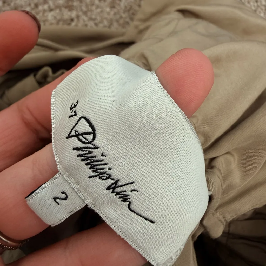 3.1 Phillip Lim Women's Tan Sleeveless Cutout Jumpsuit Silk Size 2 - Image 5