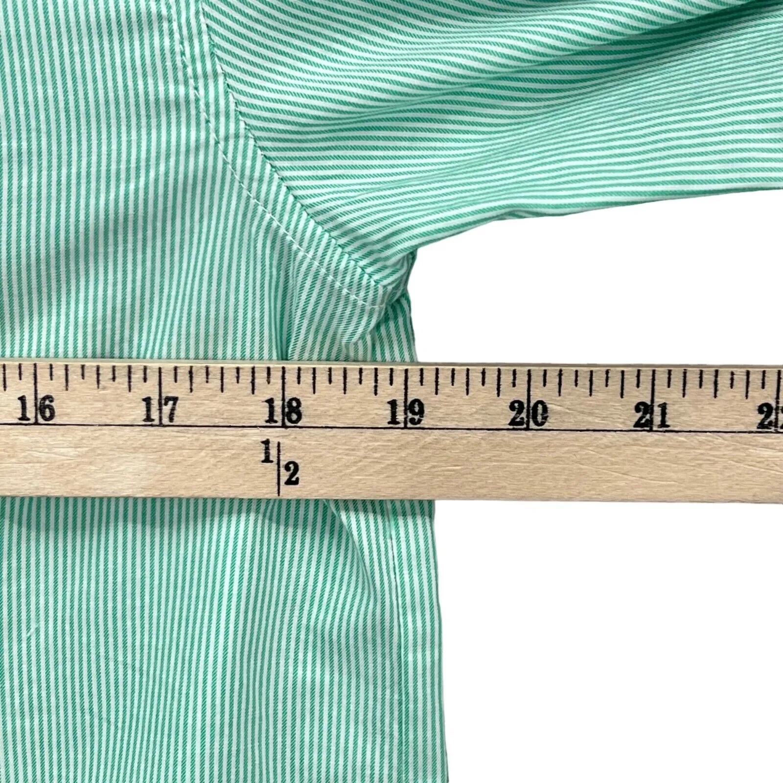 Everlane Shirt Womens XXS Green Button Down Cotton Striped Long Sleeve Classic - Image 6