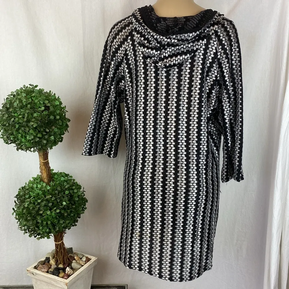 Dream Beach Gray & Black Long Sleeve Hoody Swim Bathing Suit Cover Up Dress L Size L - Image 2