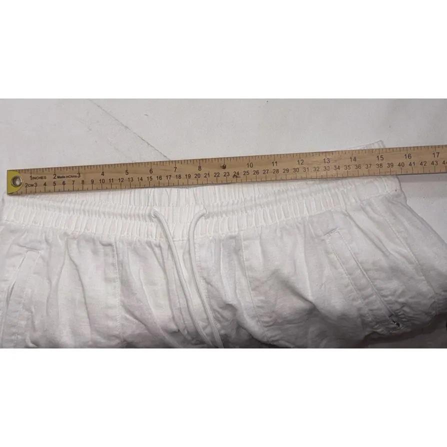 Athleta Cabo Linen Wide Leg White Elastic Minimalist Old Money Relaxed Pants 8 - Image 11