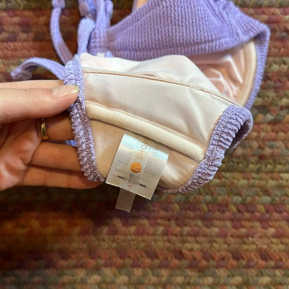 SHADE SHORE LAVENDER PURPLE CRINKLED UNDERWIRE BIKINI TOP - Image 5