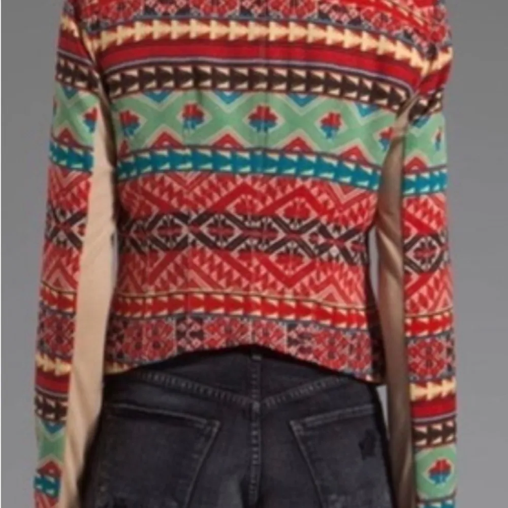 BCBGMAXAZARIA Colorful Ash Moto Zip Tribal Jacket  Women’s Size S - Image 2