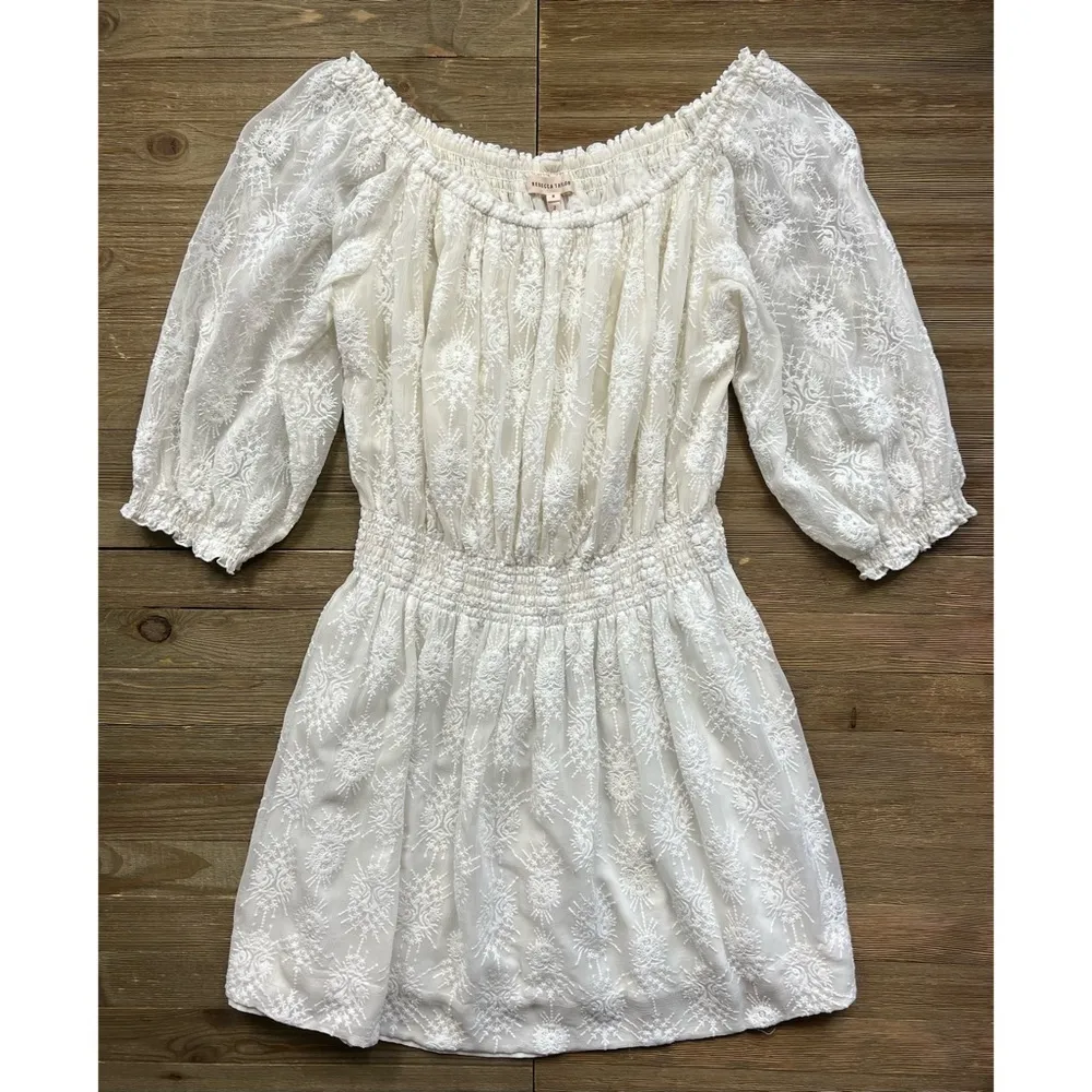 Rebecca Taylor Selina Embroidered Off Shoulder Dress - Image 5