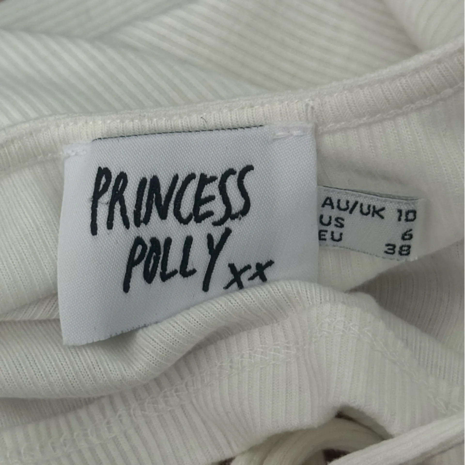 Princess Polly Bennie Tie Front White Long Sleeve Crop Top - Image 5