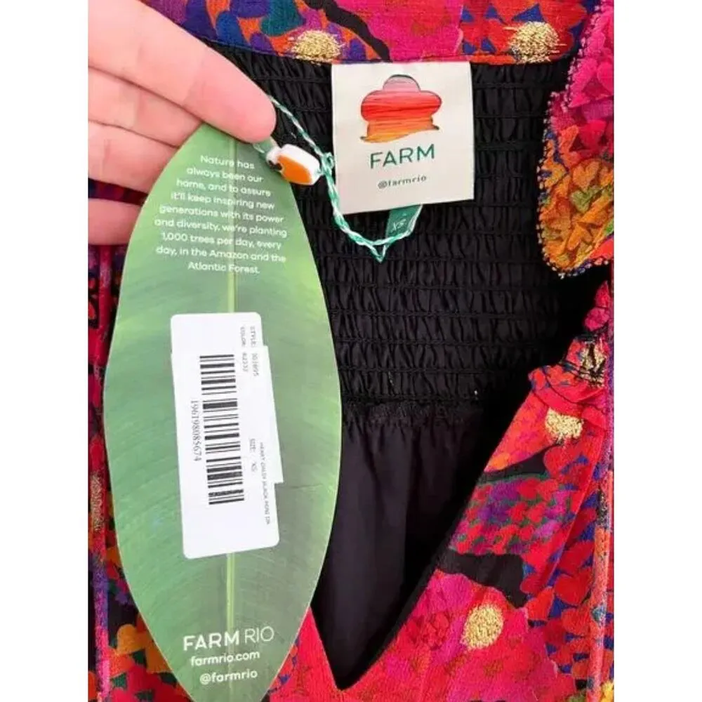 Farm Rio | NWT | Heart Daisy Smocked Minidress | Sz XS - Image 8