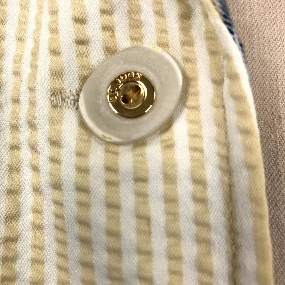 ST JOHN Sport Blazer Women S Patchwork Seersucker Cottage Retro Boho Elegant Y2K - Image 4