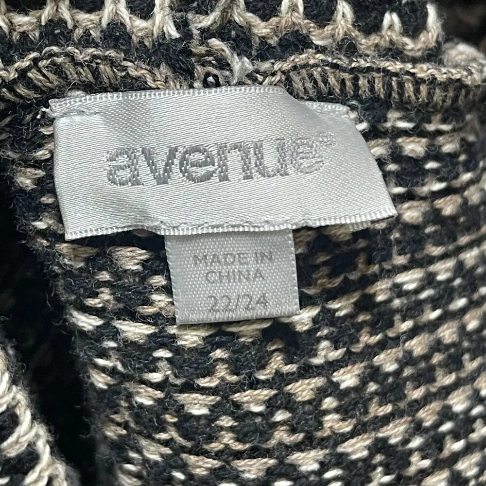 Avenue Cowl Neck Sweater Long Sleeve Tunic Black Cream Size 22/24 Cotton - Image 5