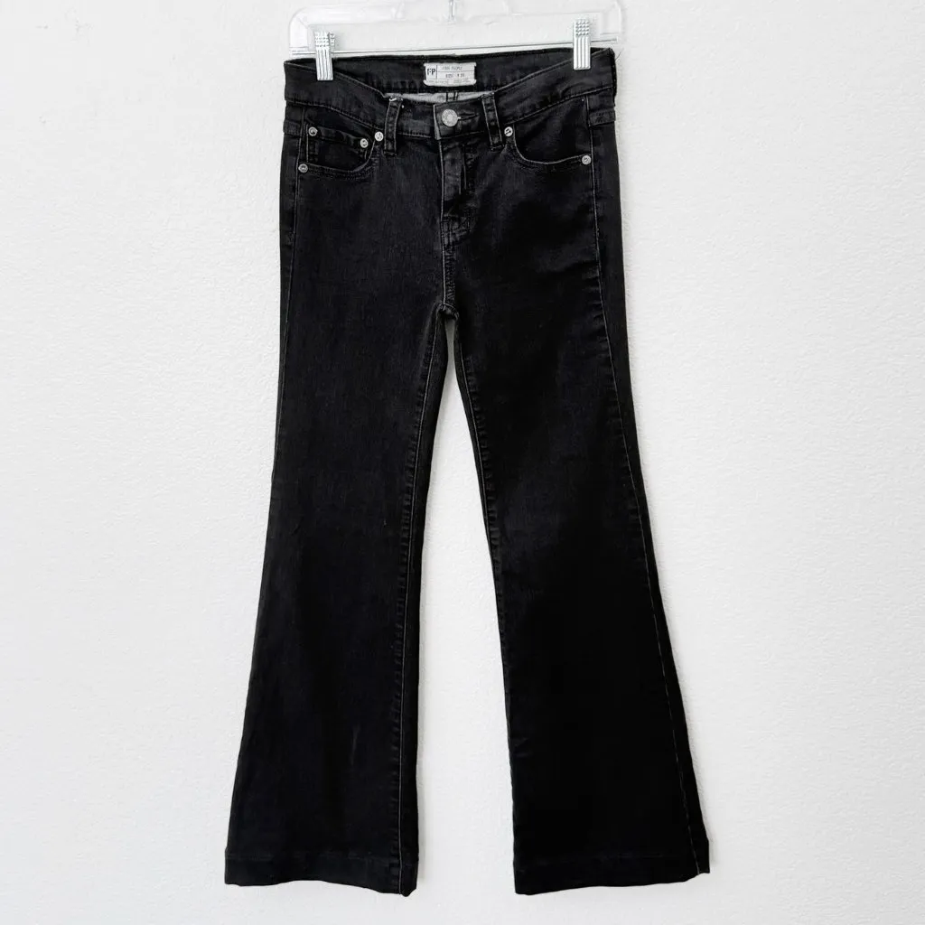 [Free People] Washed Black Low Rise Slim Leg Flare Jeans Stretch Casual Size 26 - Image 2