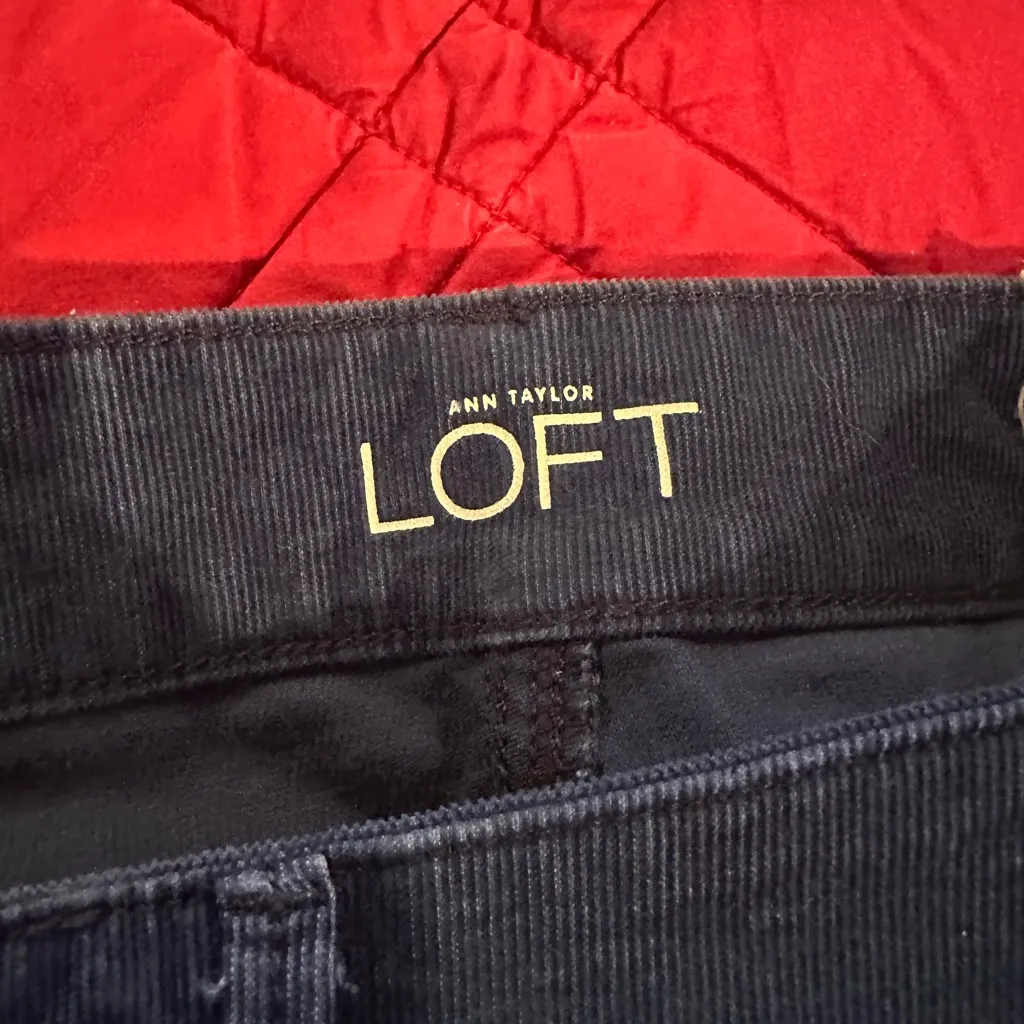 NWT Ann Taylor LOFT Modern Straight Corduroy Pants Blue 24 / 00 Petite - Image 5
