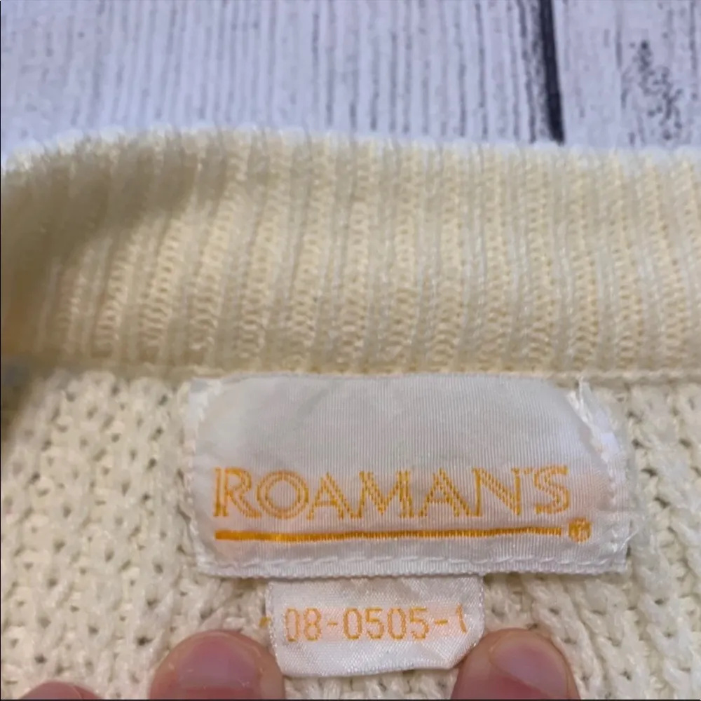 Roamans Vintage Vtg Chunky Cream Oversized Sweater Size M - Image 94