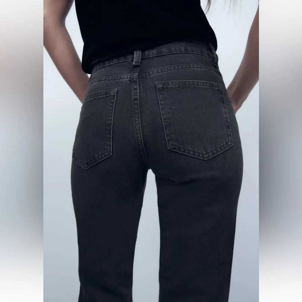 Zara MID-WAIST ZW THE SLIM JEANS W/RHINESTONES PANT DENIM JEANS BLACK SIZE 8 NEW - Image 9