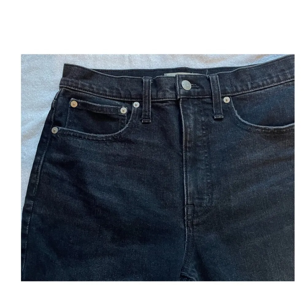 Madewell High Rise Slim Demi-Boot Jeans‎ Lunar Wash Women's Size 27P black - Image 4